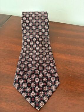 Hardy Amies Men’s Tie Silk Savile Row London  Navy Gray Burgundy All Silk